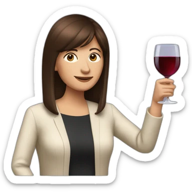 Patricia Bullrich with a cup of wine sticker