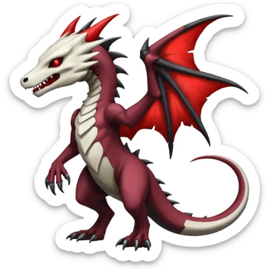 Shiny White Evil Glowing Eldritch Marowak-Salandit-Duskull-Darkdramon-fusion with bloody red markings sticker