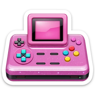 glittery pink 90s retro game console sticker