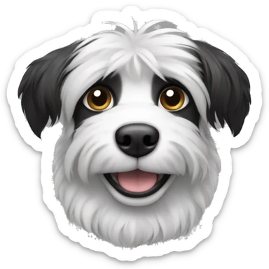 Shaggy black and white small dog with pointed ears  sticker