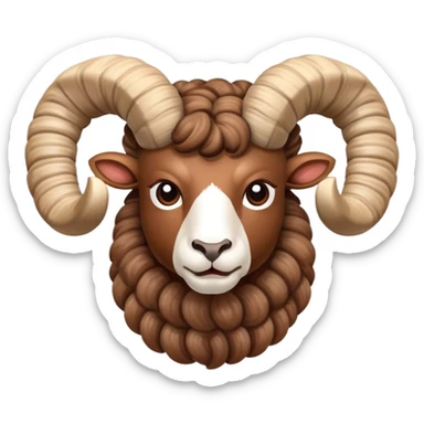 Ram with twisted horns sticker