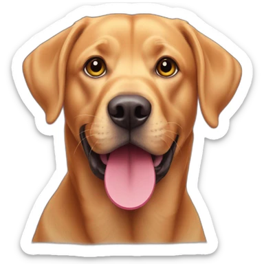 Red labrador with a tennis ball on his mouth sticker