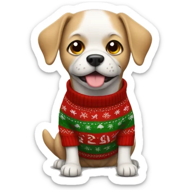 Dog wearing a Christmas sweater  sticker