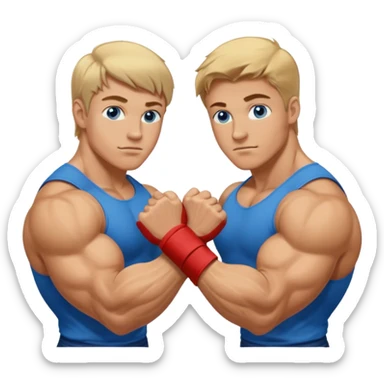 DIRTY BLONDE HAIR BLUE EYES BIG BICEPS FOR ARM WRESTLING YOUNG MAN sticker
