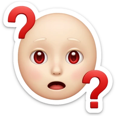 Classic emoji with a red ? and shocked face sticker