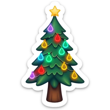 christmas tree with neon lights sticker