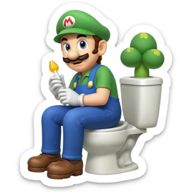 Mario pooping on luigi sticker