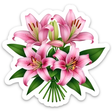 pink lily flower bouquet  sticker