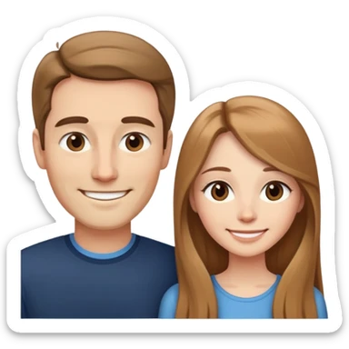 Short wife with light brown long hair next to tall husband  sticker