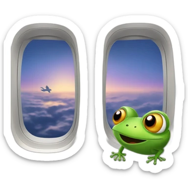 frogs fly on an airplane and look out the windows sticker
