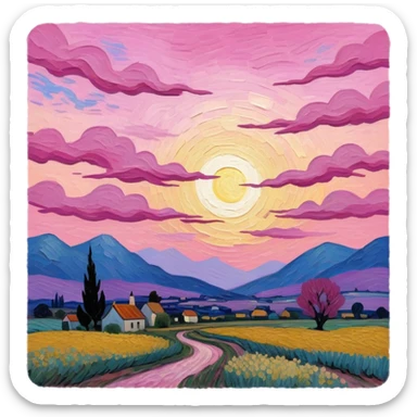 pink van gogh style spam sky sticker