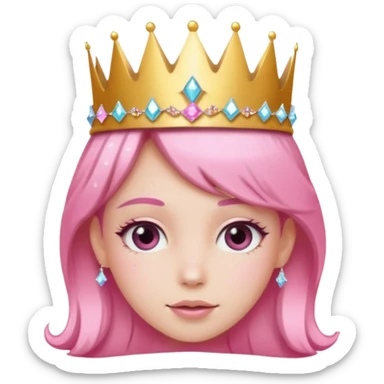 pink girl glitter crown sticker
