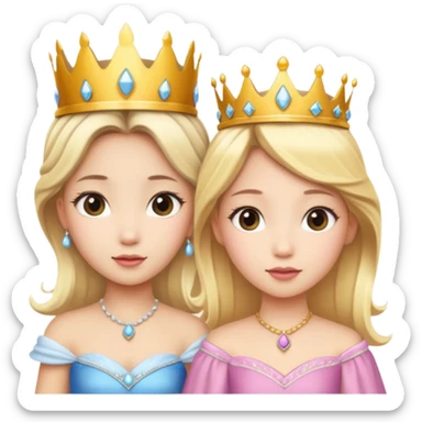 Asian girl and blonde white girl dressed as princesses sticker