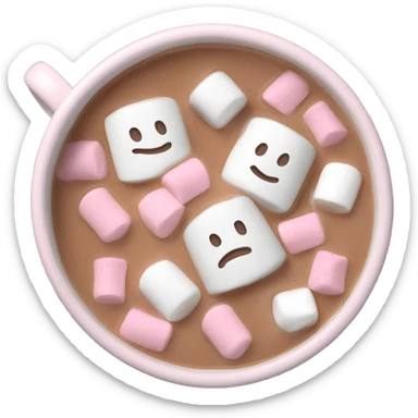 Light Pink mug of hot chocolate with marshmallows  sticker