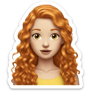 beautiful top model ginger girl long hair sticker