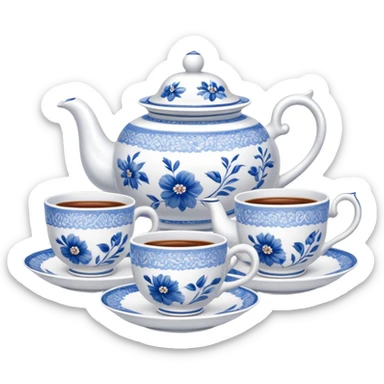 teapot and teacups on a table sticker