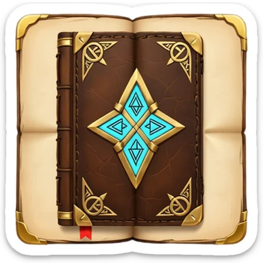Spell Book – Old leather book with glowing runes and bookmarks sticker