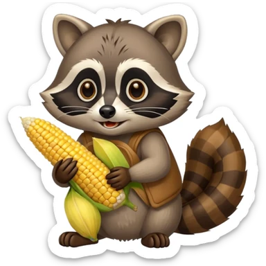 racoon with corn sticker