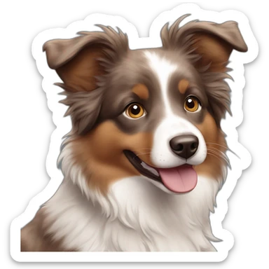 happy puppy brown mini australian shepherd sticker