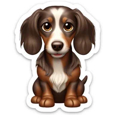 mini longhaired dapple wiener dog chocolate and cream sticker