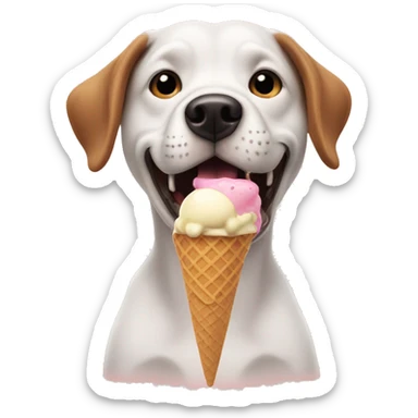 dog eating ice cream sticker