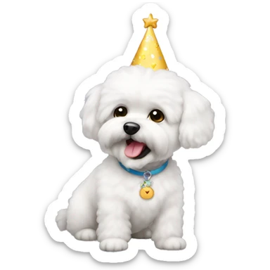 Bichon with birthday sticker