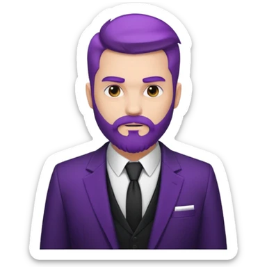 Give me png of a character having bold masculine beard and hairs with white skin which should look similar to a gangster, the colour tone should be purple sticker