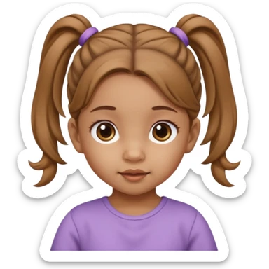 ligth brown baby girl with ponytails hairstyle  sticker