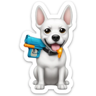 bad dog with an watergun faced on me sticker