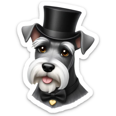 Schnauzer with a top hat sticker