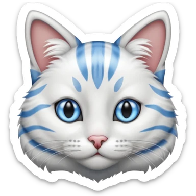 striped cat with blue eyes and white and gray hair sticker