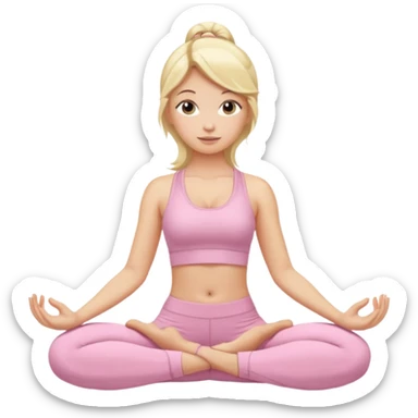 Blonde girl with light pink yoga clothes sticker
