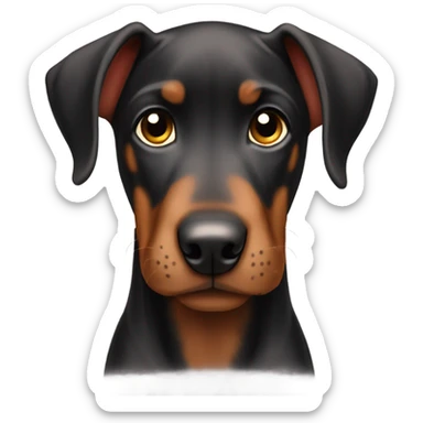 Doberman puppy with short ears and big sad eyes sticker
