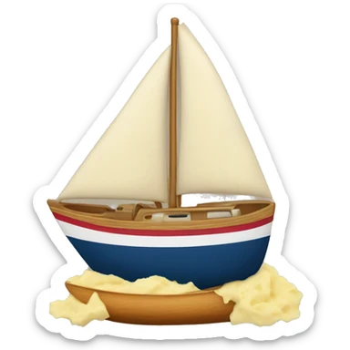 sailboat with mashed potatoes in it sticker