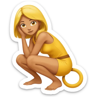 yellow woman crouching sticker