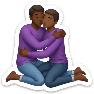 1 adult male dark skin ,1 light skin dark hair adult male, naked, cuddling, kissing, love passionate, full body view, on floor,sexual sticker