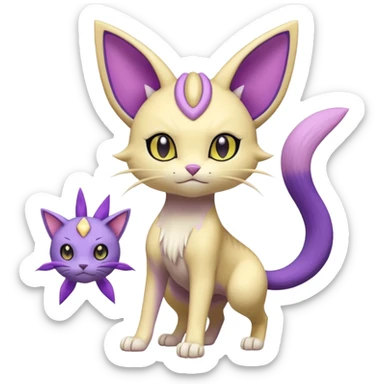 Meowth-Espeon-Pokémon-Fakémon-hybrid-creature (full body) sticker