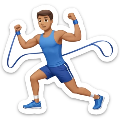 fit man with blue shorts resistance bands exercises sticker