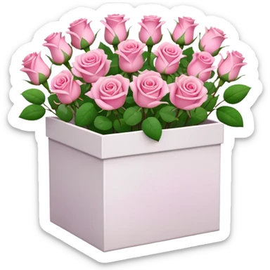 bouquet of pink 15 roses in a white box sticker