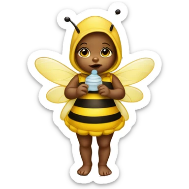 baby girl with pacifier dressed as a bee sticker