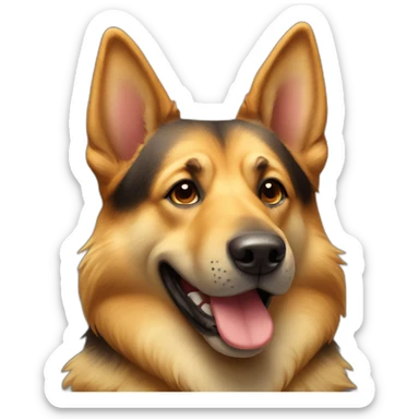 large headed german Alsatian dog smiling facing forwards sticker