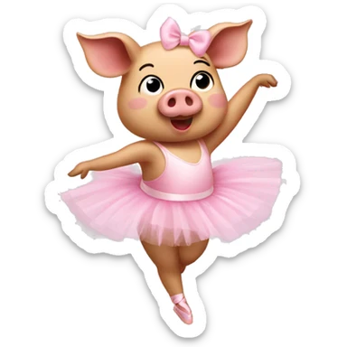 pig wearing a ballerina tutu and dancing sticker