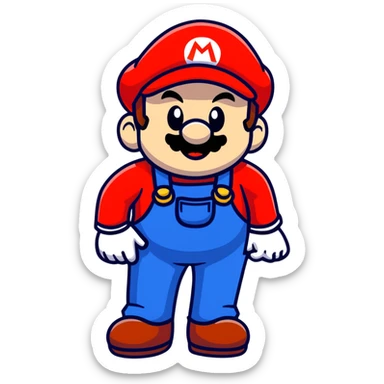 Mario with red shirt and blue overalls sticker