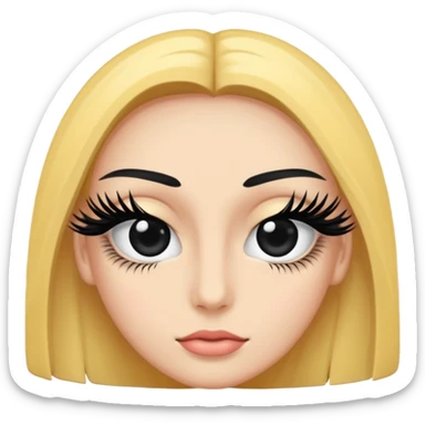 eyelash strip above an open eye sticker