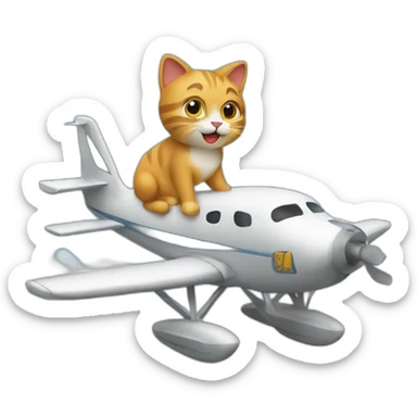 cat drive a plane sticker