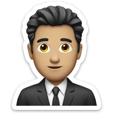 business man short straight black hair fluffy sticker