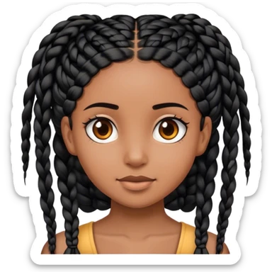 Brownakin girl with black braids sticker