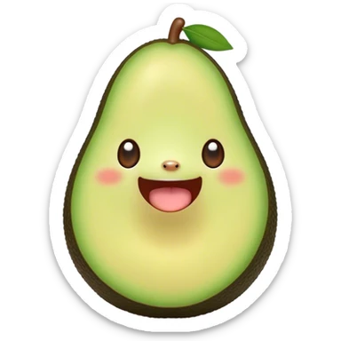 Cute Kawaii Avocado, round and cuddly, soft green with a tiny brown pit, blushing cheeks, a joyful smile, tiny arms outstretched, a warm and healthy glow! sticker