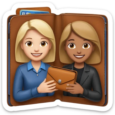 persona devolviendo billetera a otra persona una persona canela y otra persona blana, pero que esten felices sticker