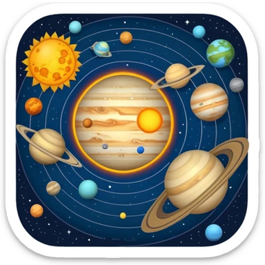 solar system with realistic planets orbiting the sun sticker